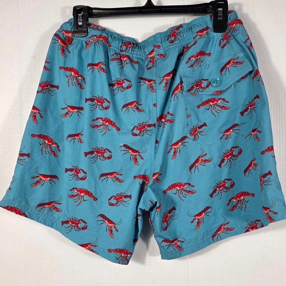 J.Crew Mens Lobster Print Swim Trunks Teal Blue Red Nautical Board Shorts Medium